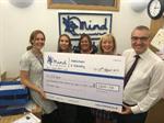 A Few of the CCG Hillder Hikers hand over cheque for £1308 to Barnsley charity MIND