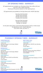 Gp and pharmacy opening times xmas17